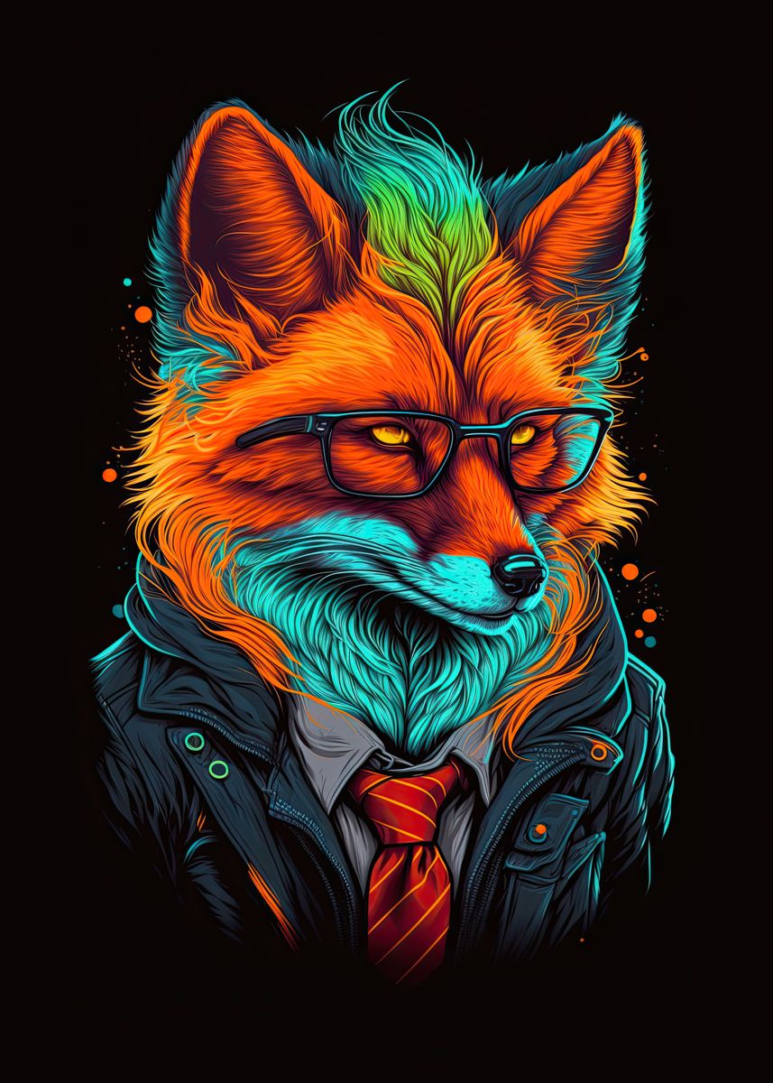 'hipster fox' Poster by graficart | Displate