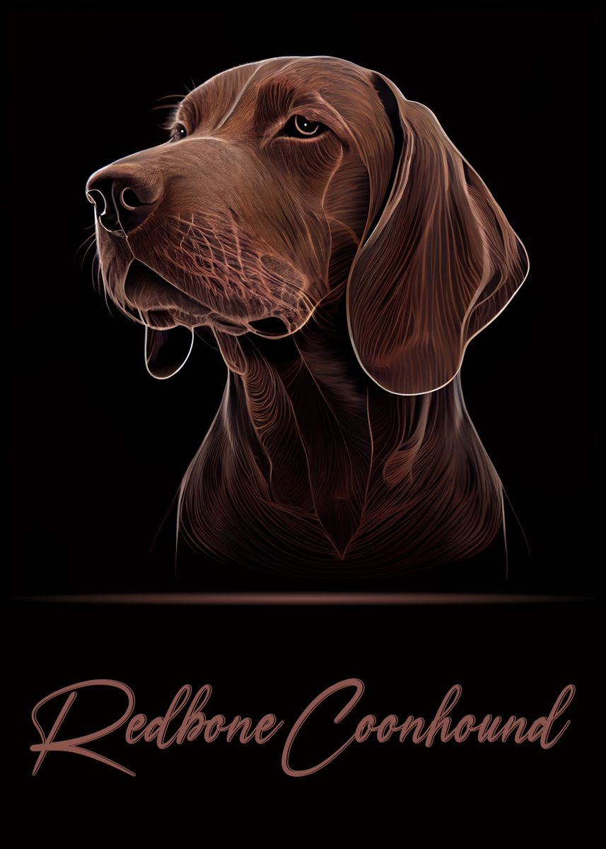 'Redbone Coonhound Portrait' Poster, picture, metal print, paint by ...