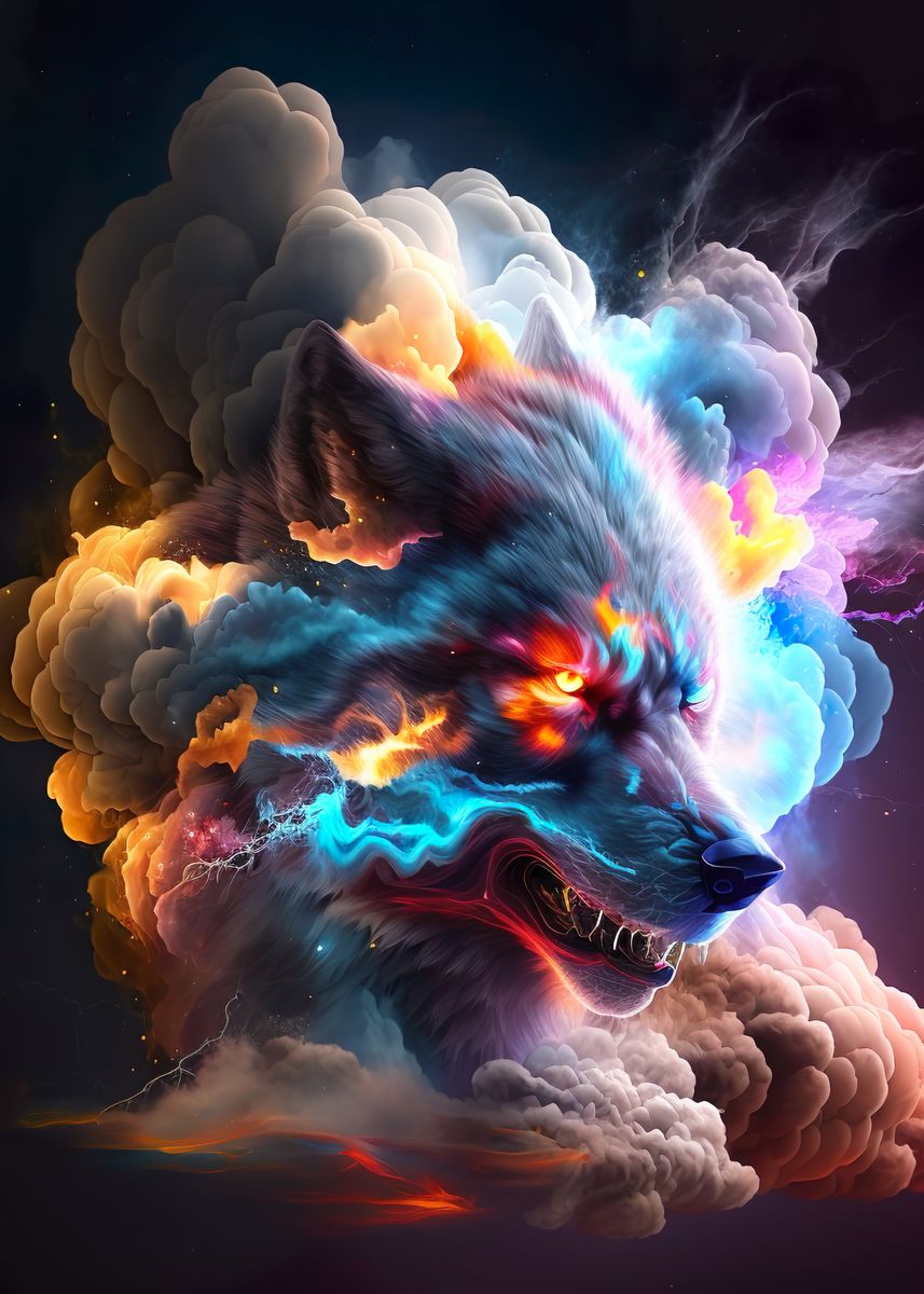 'Wolf in Smoke' Poster by PrintYourDigitals Displate