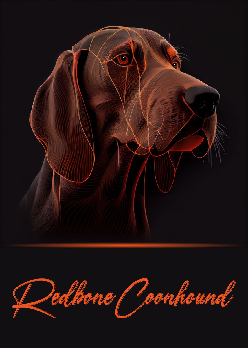 'Redbone Coonhound' Poster, picture, metal print, paint by Artistic ...