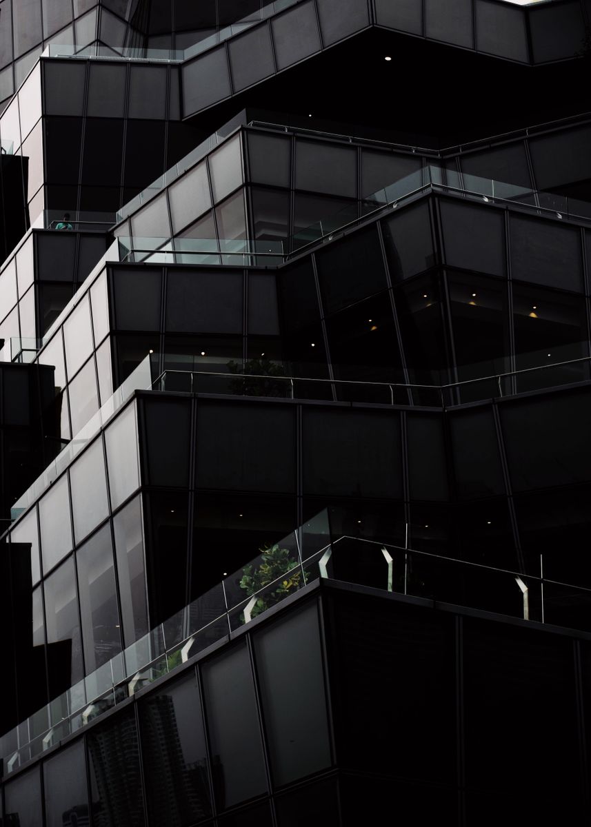 'Black Office Building' Poster, picture, metal print, paint by Finn Vidtak Displate