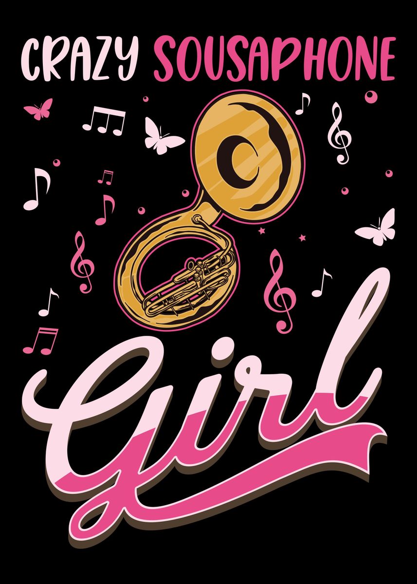 'Crazy Sousaphone Girl' Poster, picture, metal print, paint by