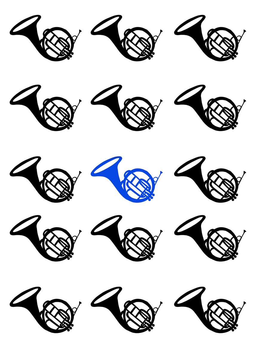 'Blue French horn ' Poster, picture, metal print, paint by Eduarda de