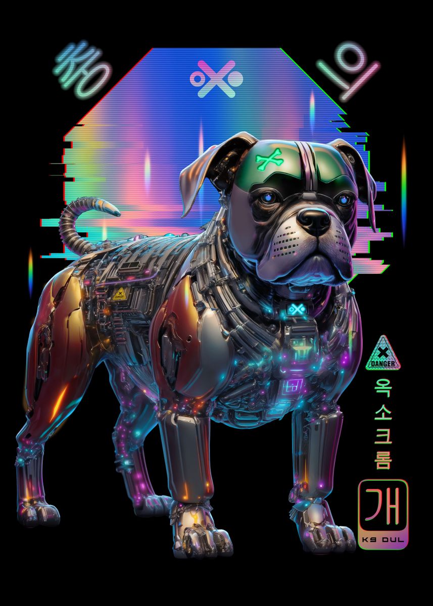 'K9 Dul Glitch' Poster, picture, metal print, paint by uglypinkmachine ...