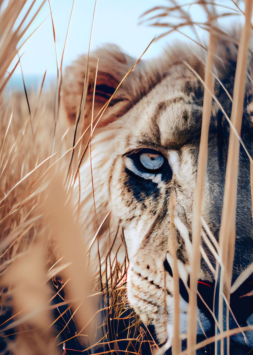 'lion in the savannah' Poster, picture, metal print, paint by Nathan ...
