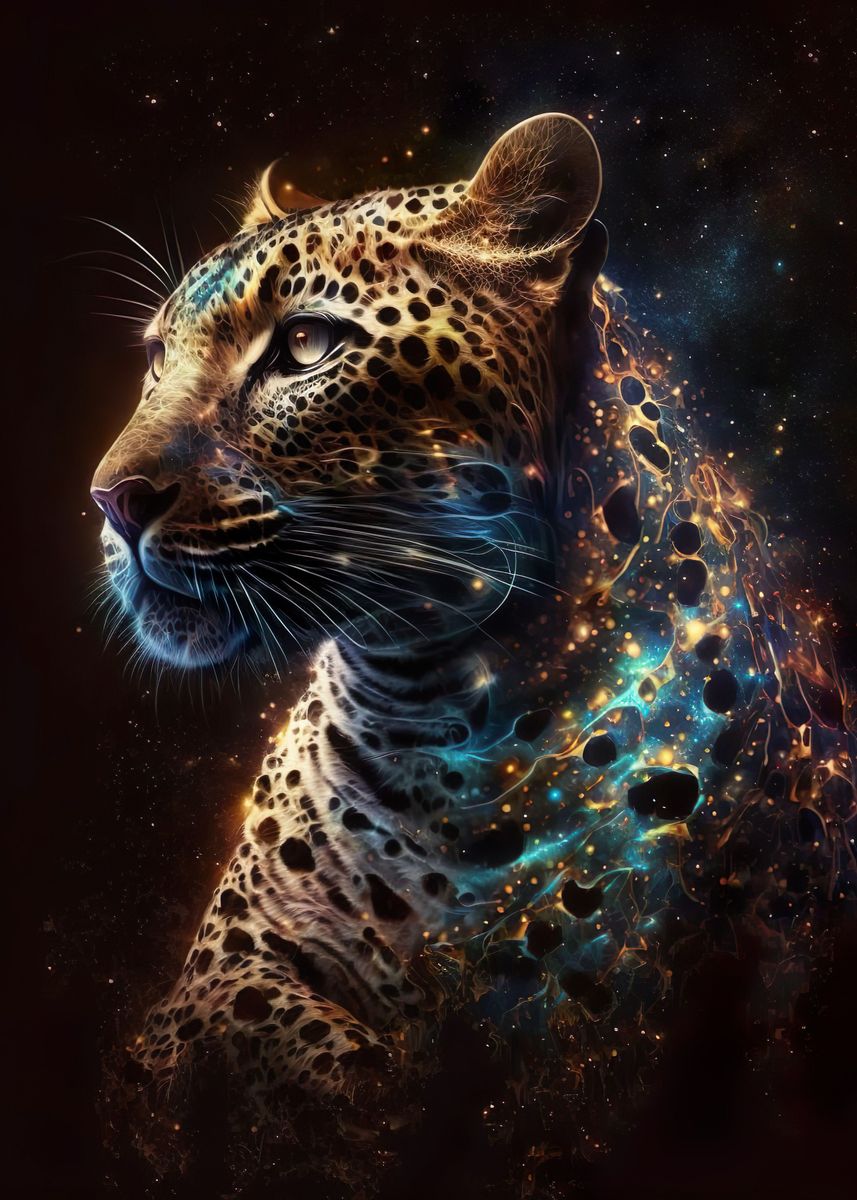 'Leopard Spirit' Poster, picture, metal print, paint by TESSERACT ART ...