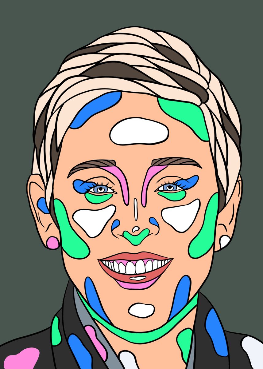 'Ellen DeGeneres' Poster, picture, metal print, paint by sekarayu | Displate