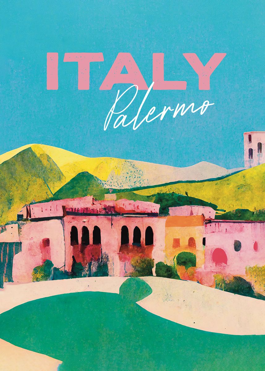 'Palermo Retro Art Vibrant' Poster, picture, metal print, paint by ...