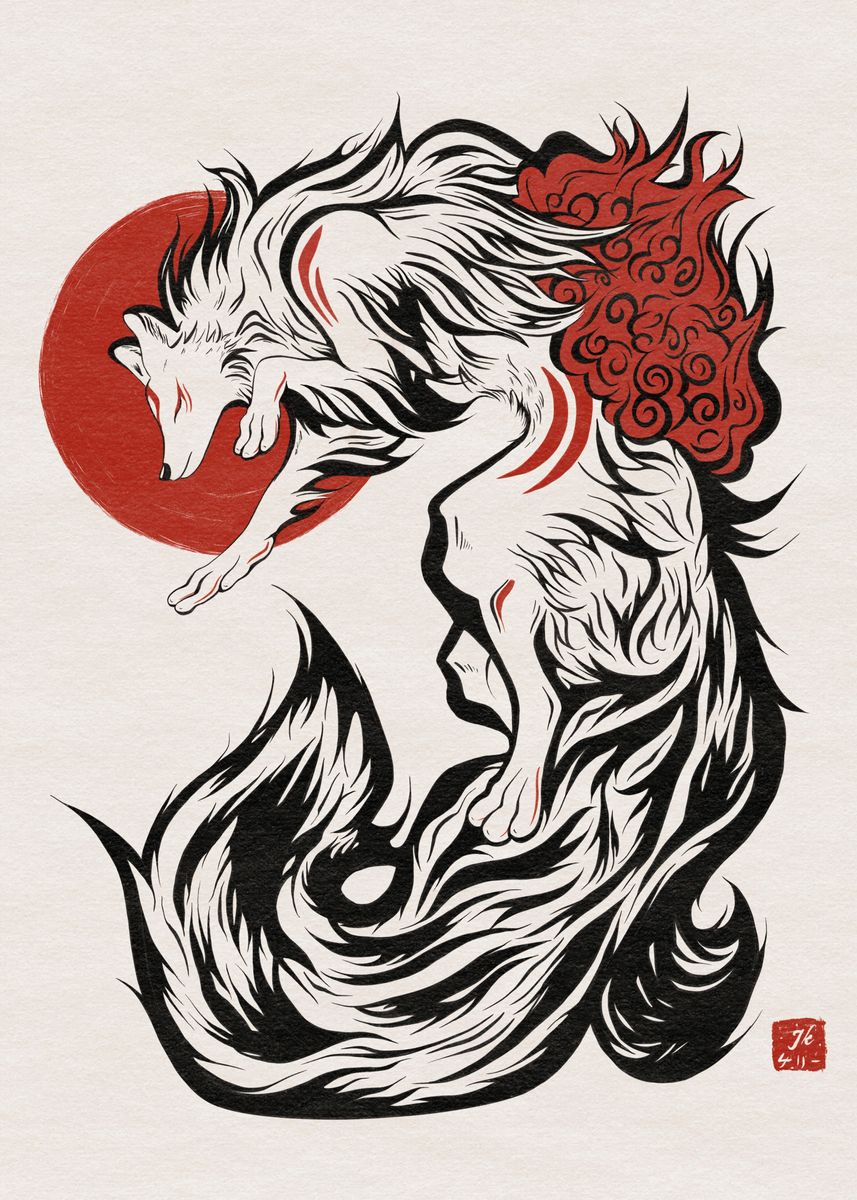 'KITSUNE Samurai Warrior' Poster, picture, metal print, paint by Kelly ...