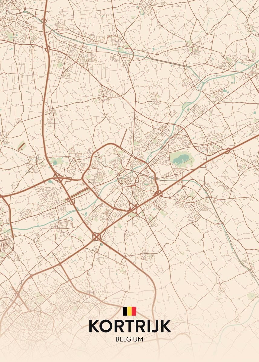 'Kortrijk BE' Poster, picture, metal print, paint by IMR Designs Displate