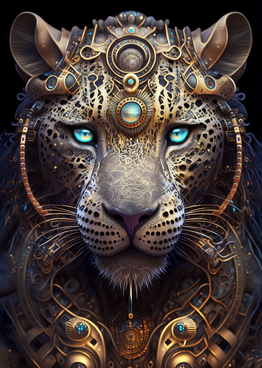 Mystical God Leopard Poster Picture Metal Print Paint By Luong