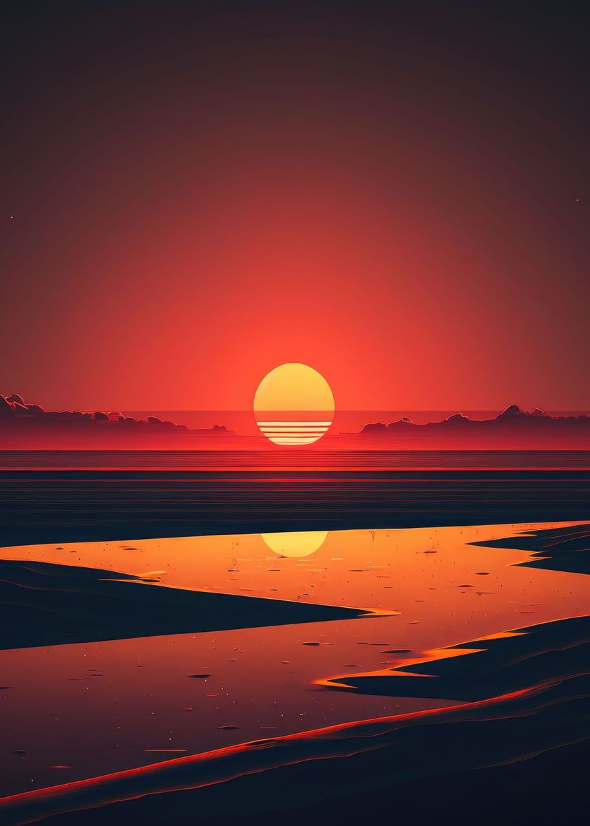 'Sunset on the beach' Poster by IArtWork | Displate