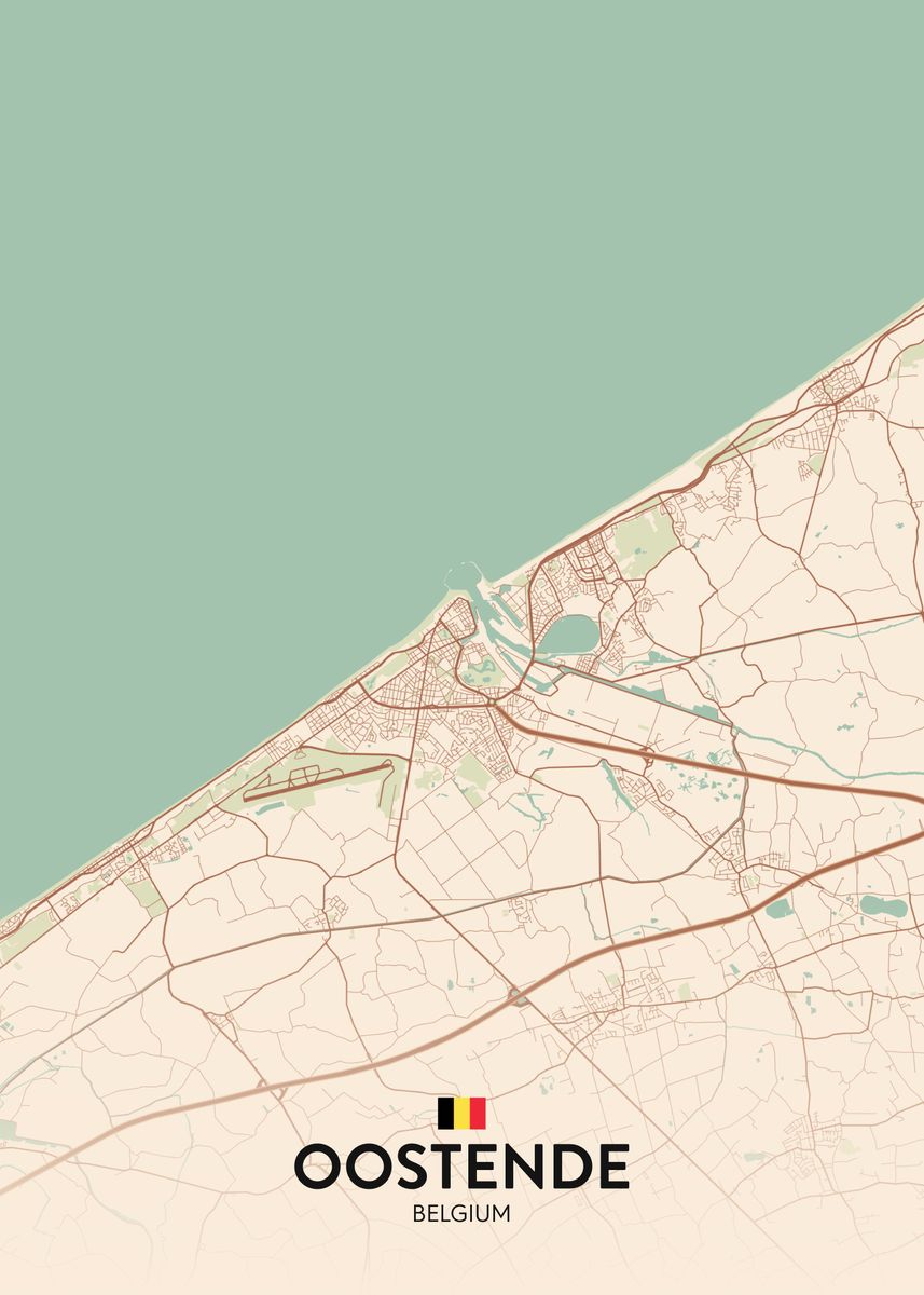 'Oostende BE' Poster, picture, metal print, paint by IMR Designs Displate