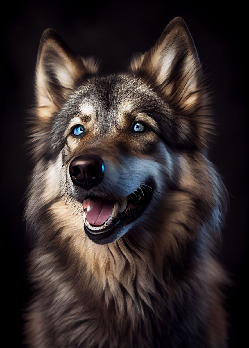  Wolf With Blue Eyes Poster By ArtJunkie Displate