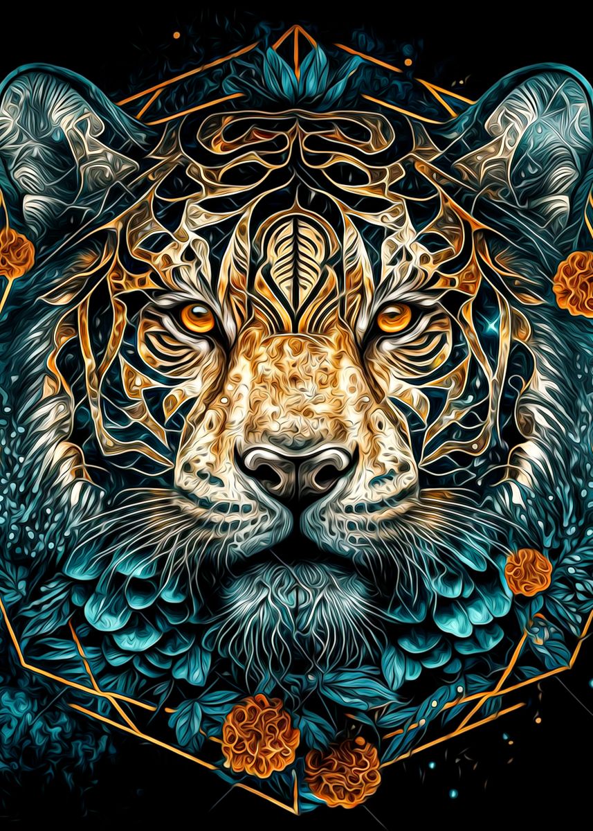 Tiger' Poster, picture, metal print, paint by Tiker Arts, Displate in 2023