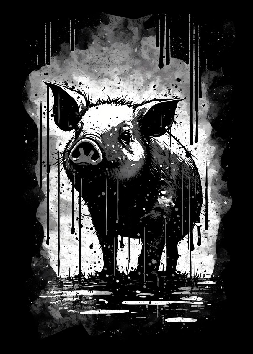 Pig Graphics Designs 'Pig Stencil Design' Poster, picture, metal print, paint by LaLou ...