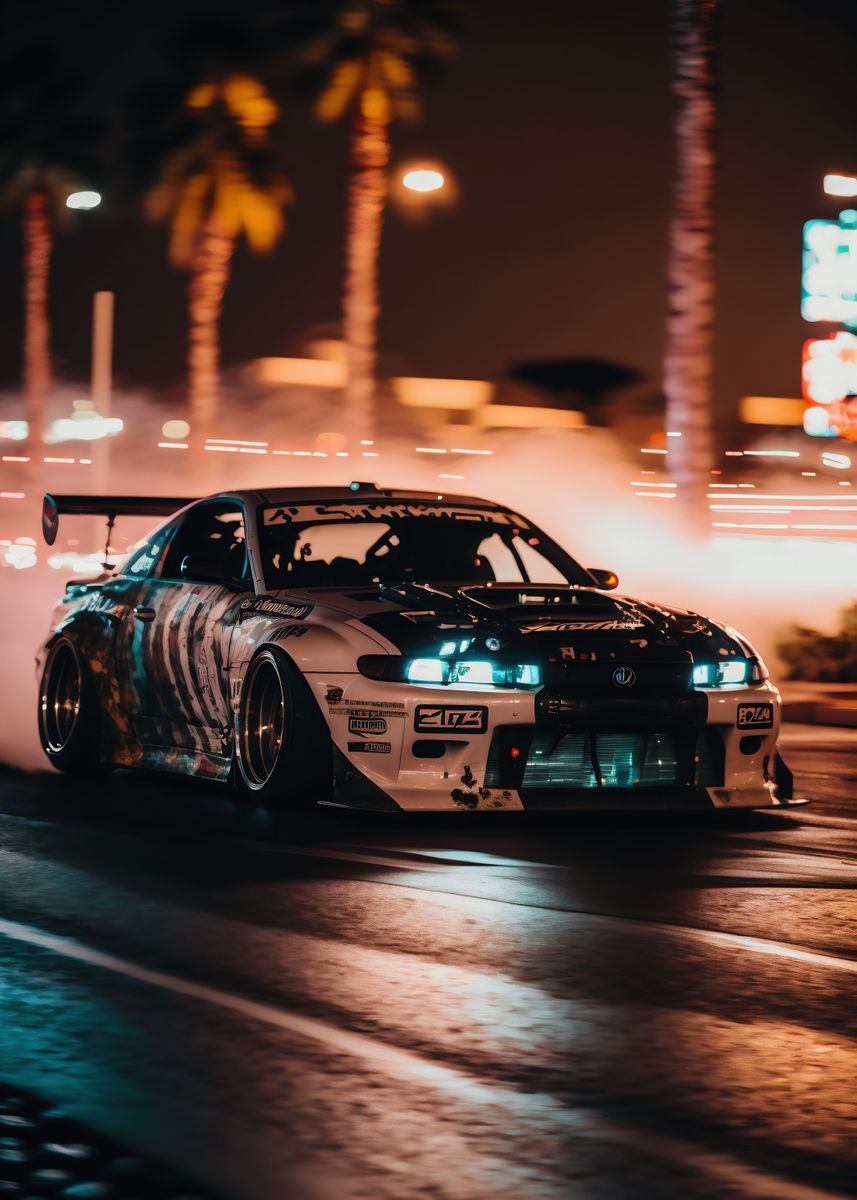 JDM Drift Car at Night