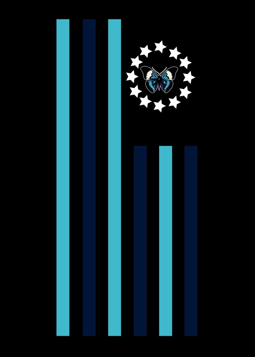 ‘Butterfly Flag’ Poster, picture, metal print, paint by Adamzworld