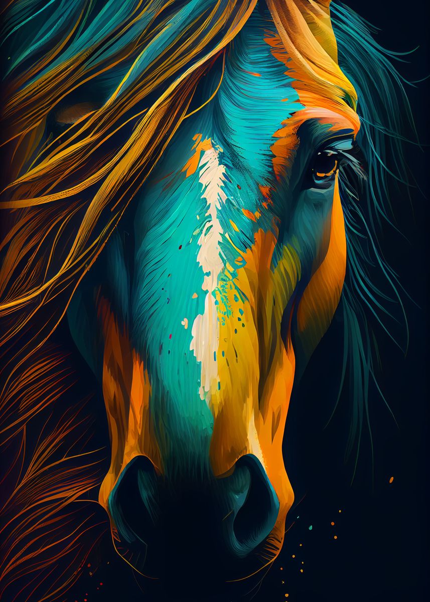 'Horse Colorful' Poster, picture, metal print, paint by DecoyDesign ...