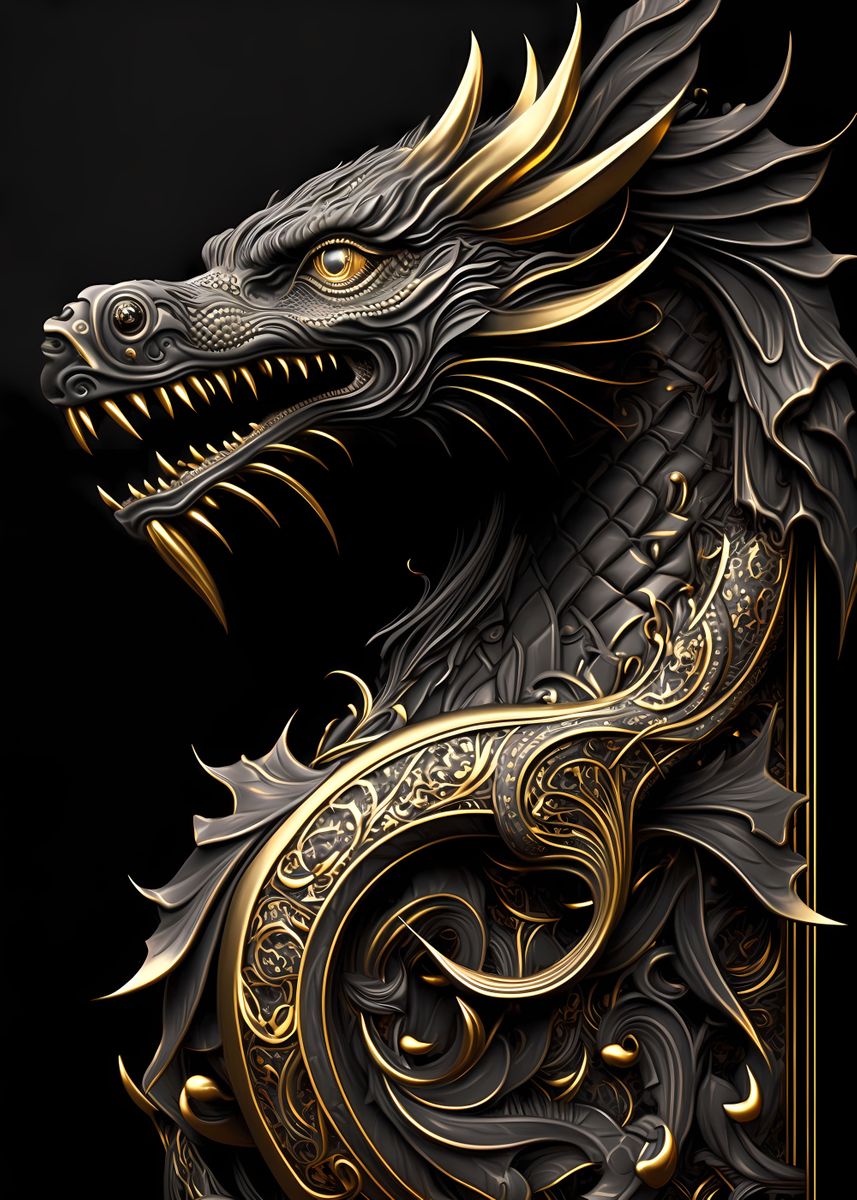 'Dragon Ruler Art Deco' Poster, picture, metal print, paint by Luong ...