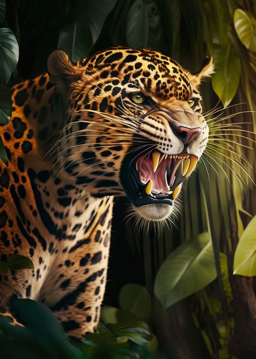 'Jaguar' Poster, picture, metal print, paint by Graphic Japanese | Displate