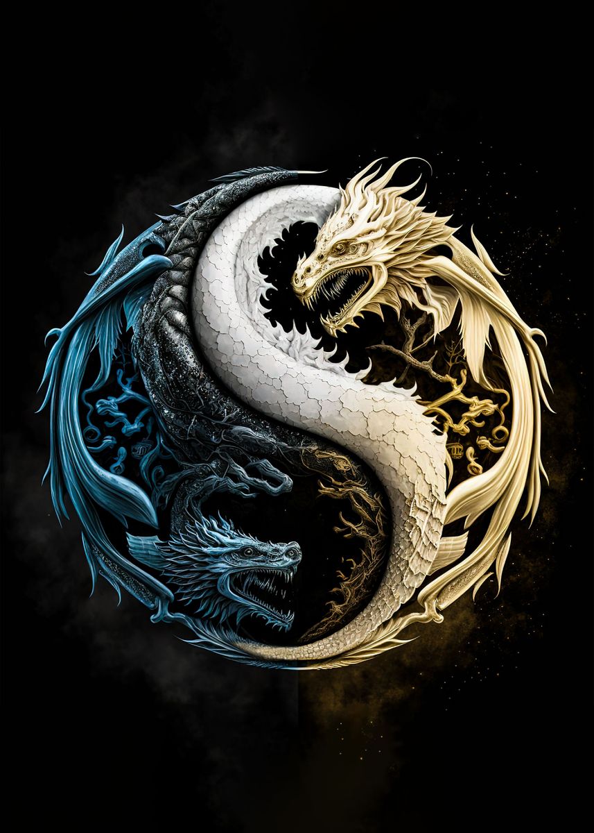 'Dragon Yin Yang' Poster by mark viraj | Displate