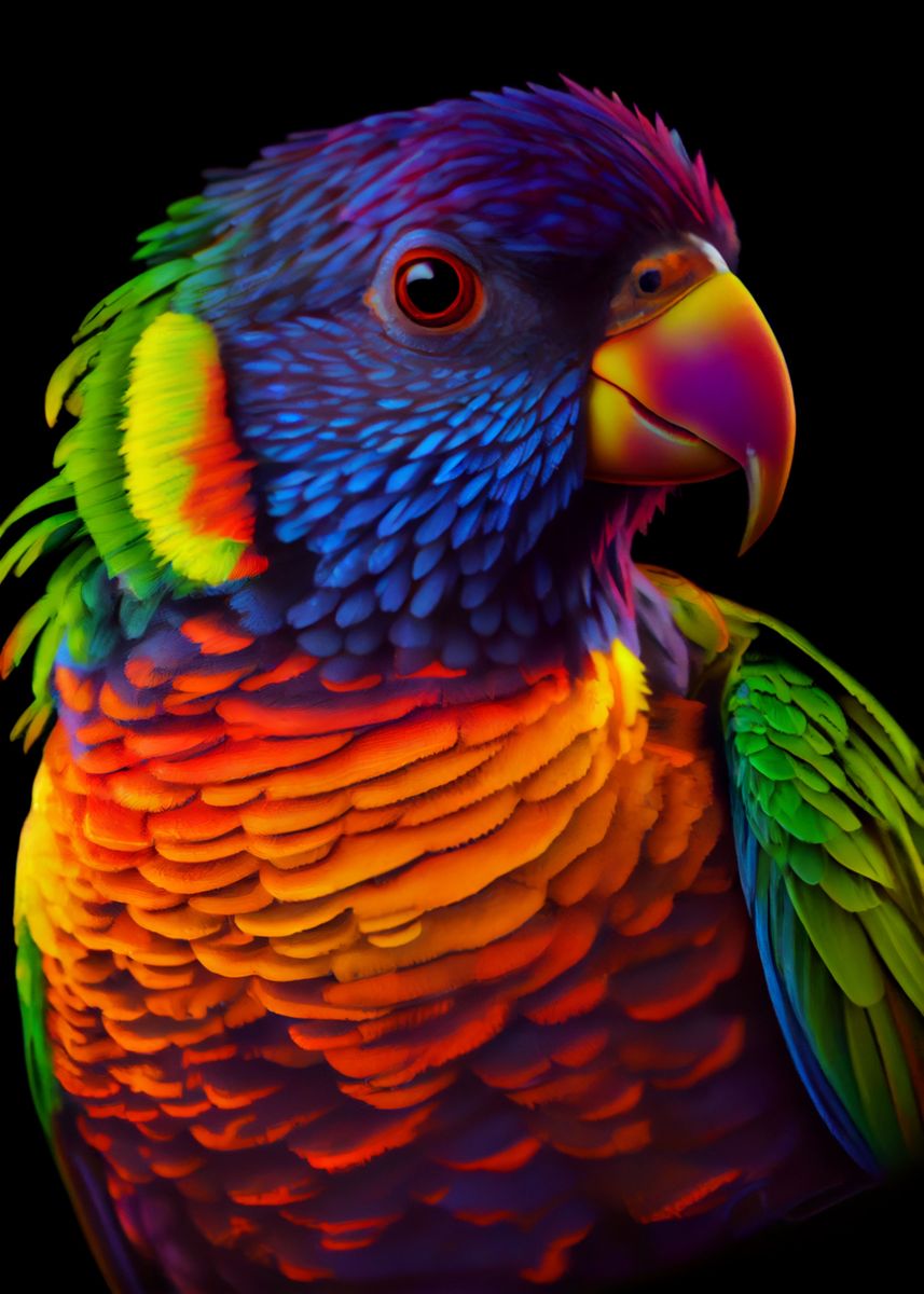 'blazing Rainbow Lorikeet' Poster, Picture, Metal Print, Paint By 