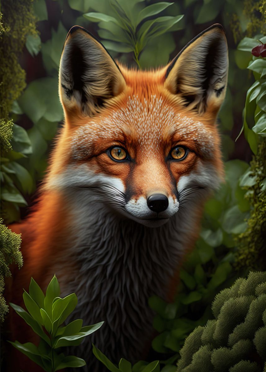 'Red Fox' Poster, picture, metal print, paint by TESSERACT 07 | Displate