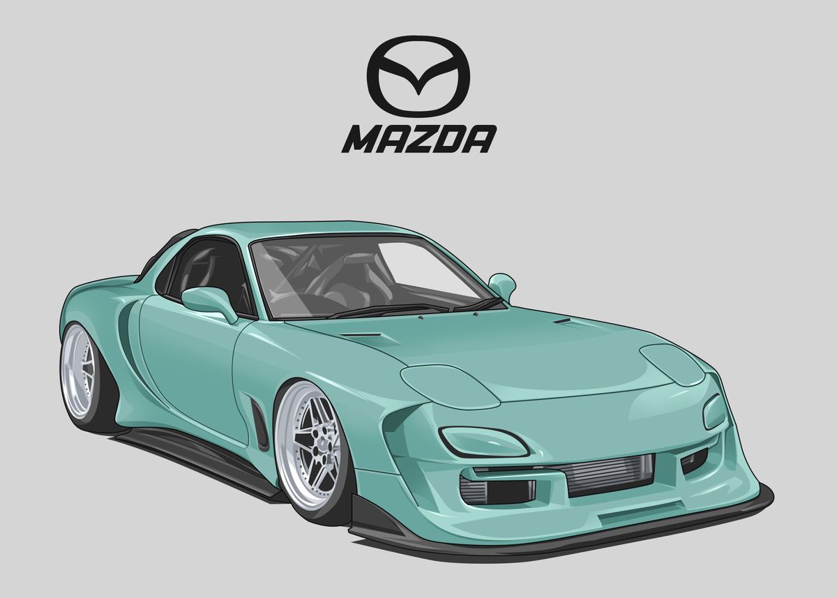 'mazda rx 7 mint' Poster by capture art | Displate