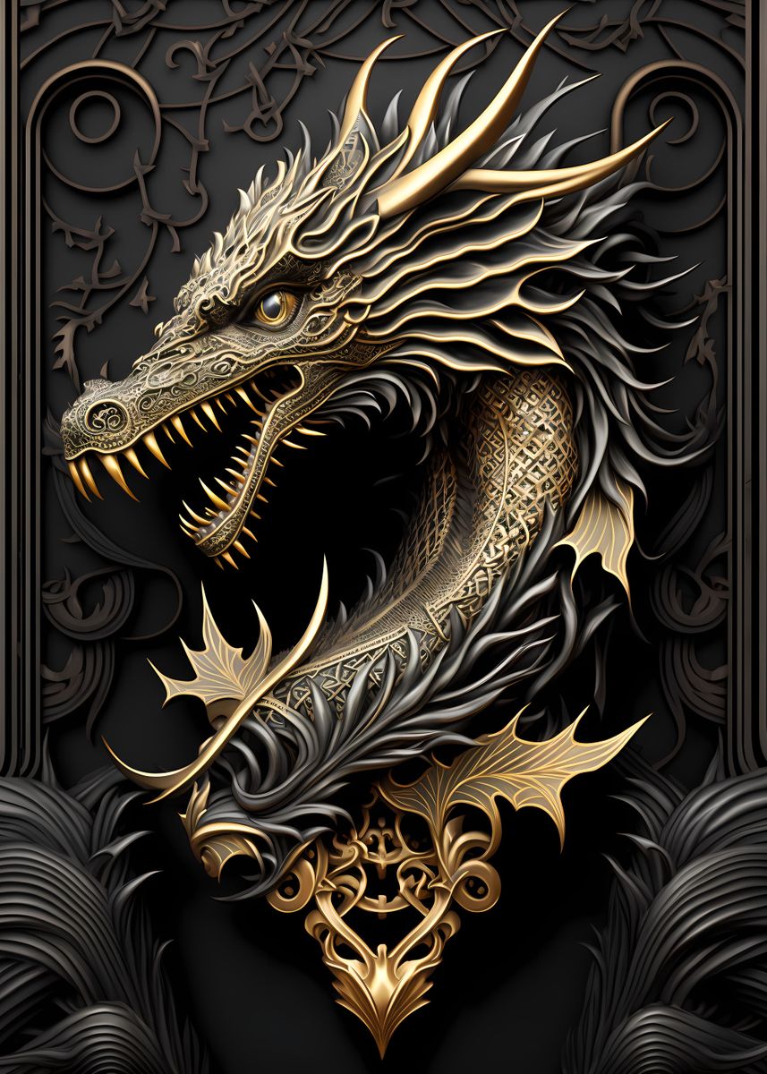 'Emperor Dragon Art Deco' Poster, picture, metal print, paint by Luong ...