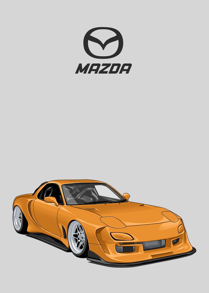 'mazda rx7 yellow' Poster, picture, metal print, paint by capture art ...