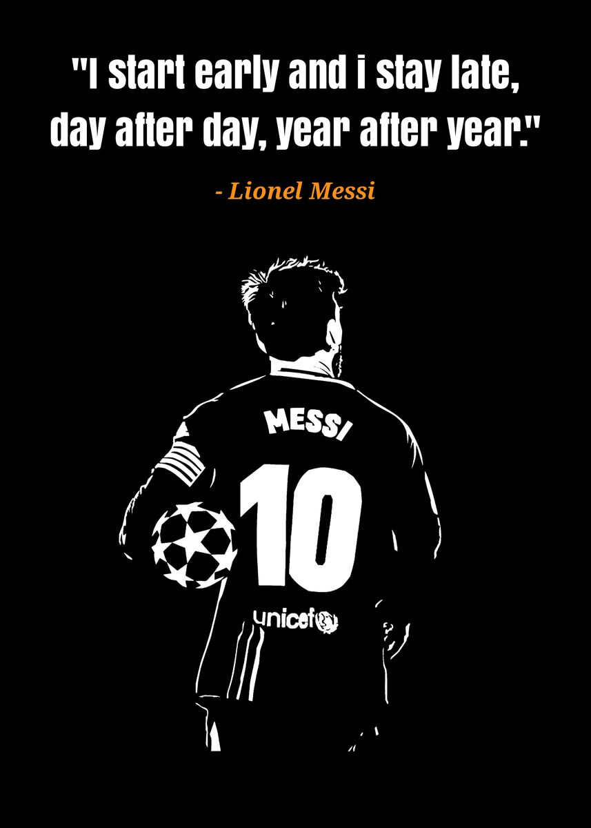 'quote black white messi ' Poster, picture, metal print, paint by ocill
