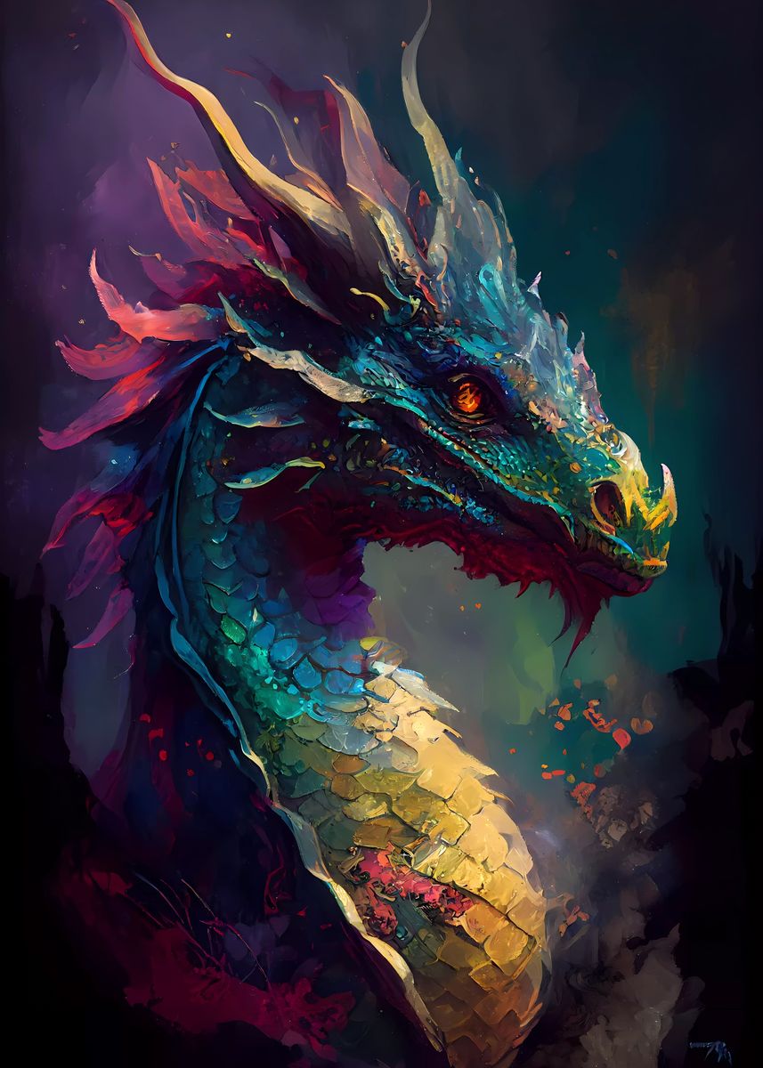 'impressionist Dragon' Poster, Picture, Metal Print, Paint By Grantas 