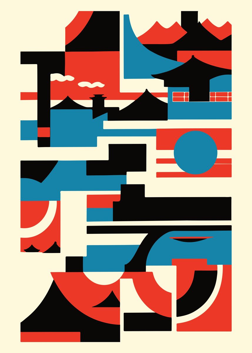 'geometric Japan Poster' Poster, Picture, Metal Print, Paint By 