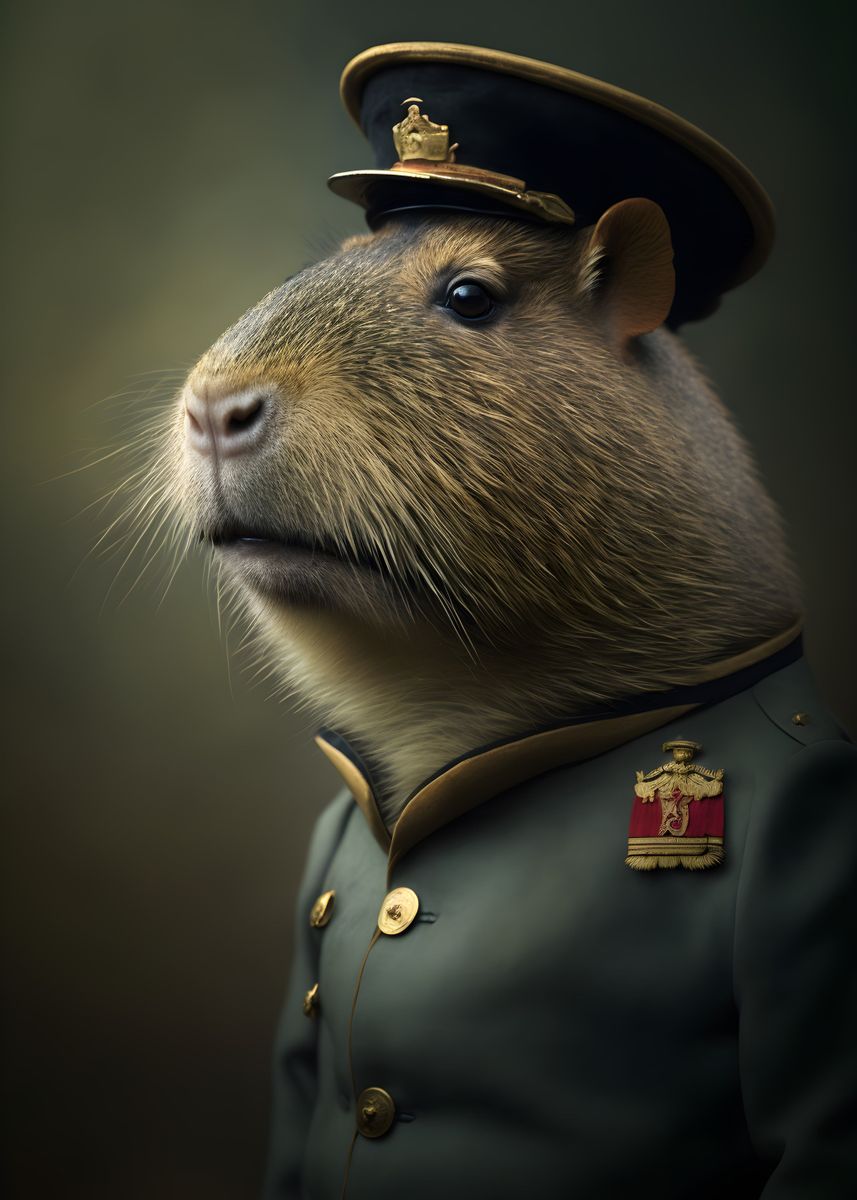 'Capybara Uniform' Poster, picture, metal print, paint by Biglui | Displate