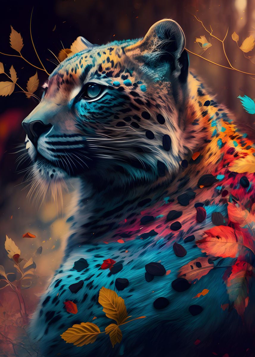 Rainbow leopard wildlife' Poster, picture, metal print, paint by Chris  Trafford