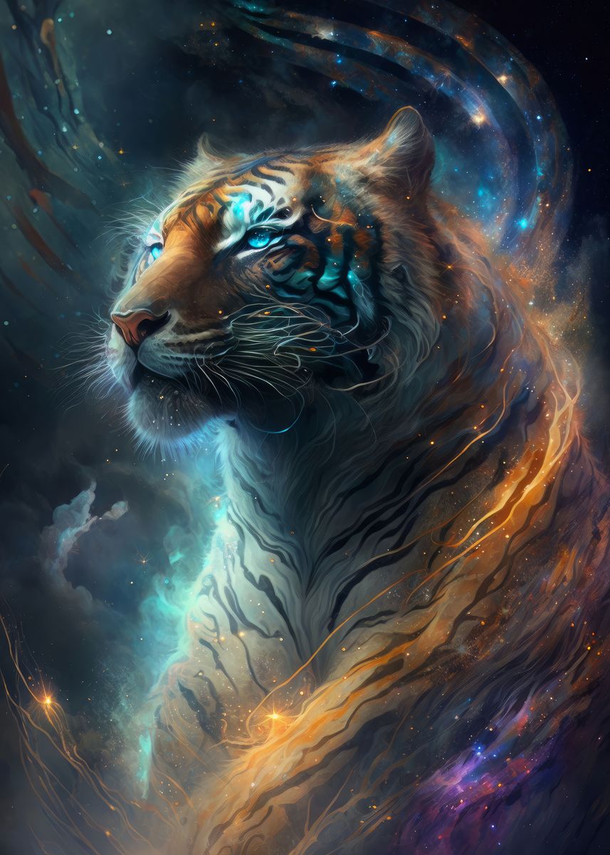 'Nebula Tiger v3' Poster by Isobel Kautzer | Displate