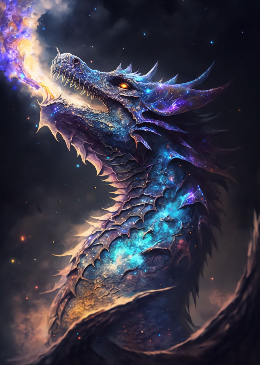 'elder Dragons Cosmic Reign' Poster, Picture, Metal Print, Paint By 