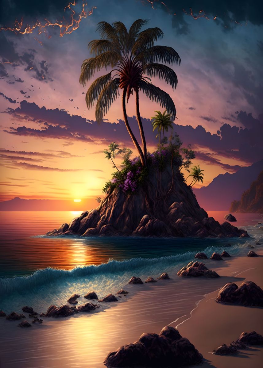 'Beach Landscape ' Poster, picture, metal print, paint by Virtual