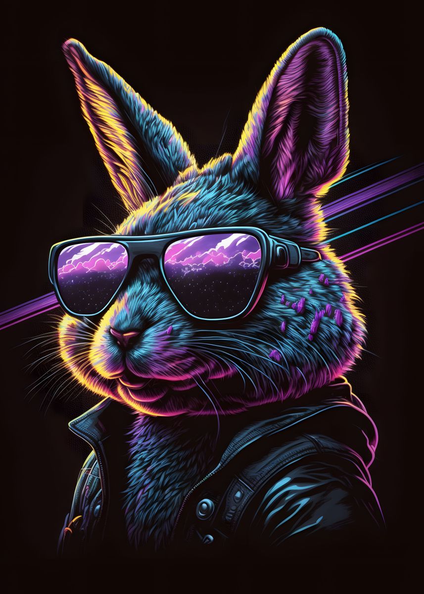 'Cool rabbit' Poster, picture, metal print, paint by CanvasPixelDreams ...