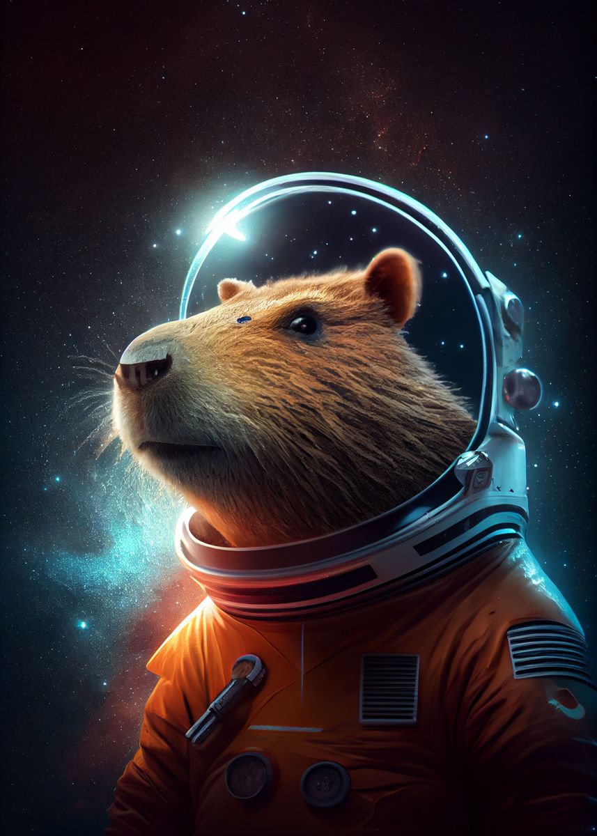 'capybara Galaxy Capibara' Poster, Picture, Metal Print, Paint By 