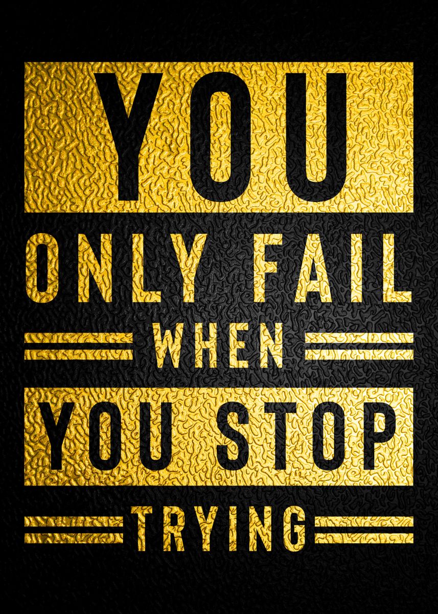 'Gym Motivation Quote Gold' Poster, picture, metal print, paint by ...