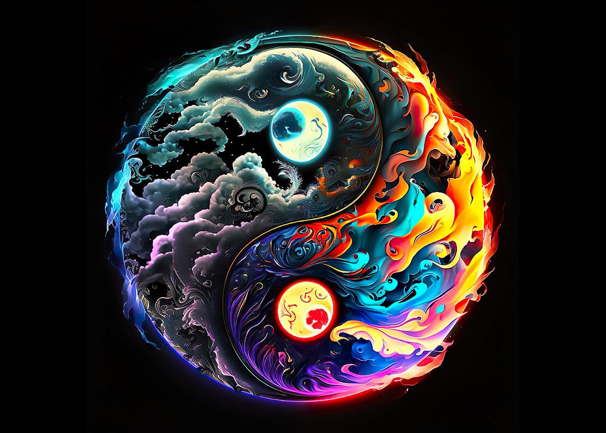 'Fantasy Yin and Yang' Poster by PrintYourDigitals | Displate