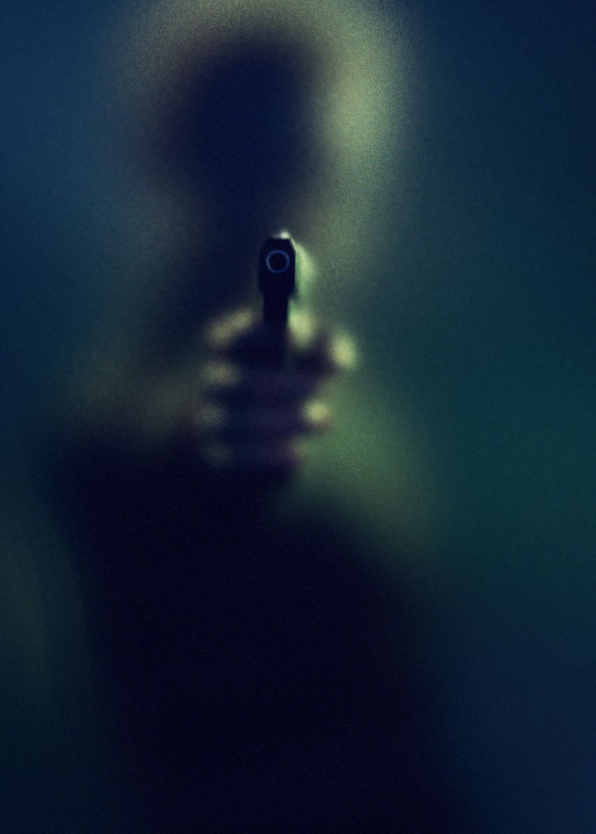 'Gun behind frosted glass' Poster by Ysbrand Cosijn Displate