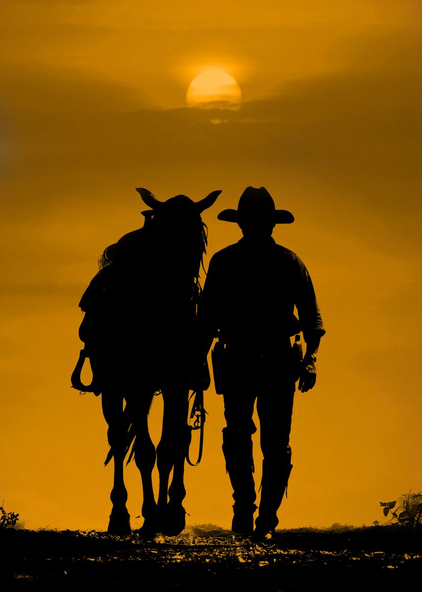 ‘Cowboy Sunset’ Poster, picture, metal print, paint by SapientiaB