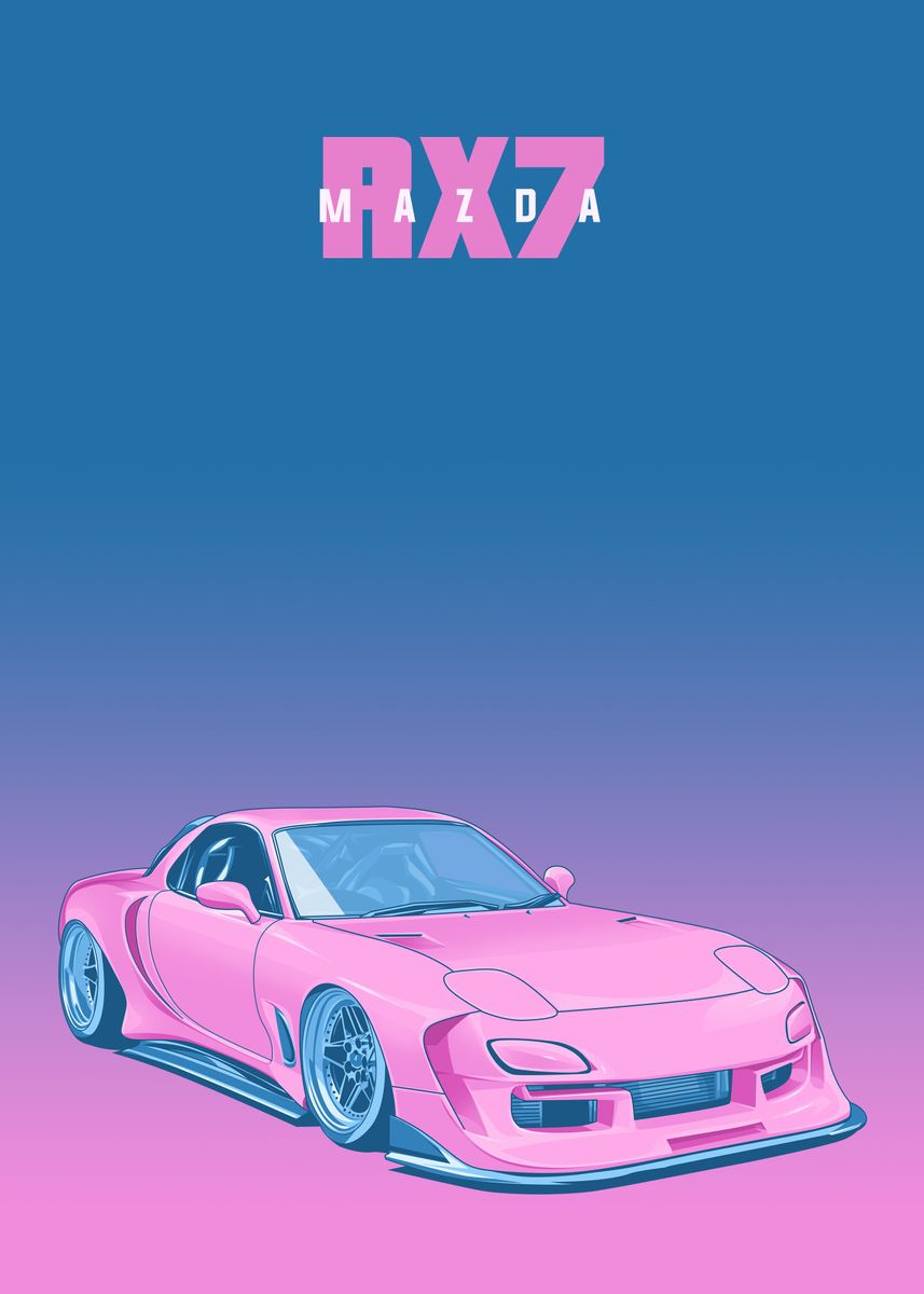 'mazda rx 7 pink' Poster, picture, metal print, paint by capture art ...