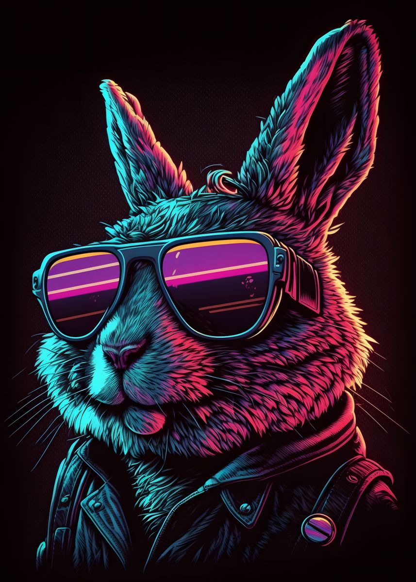 'Retro Rabbit' Poster, picture, metal print, paint by CanvasPixelDreams ...