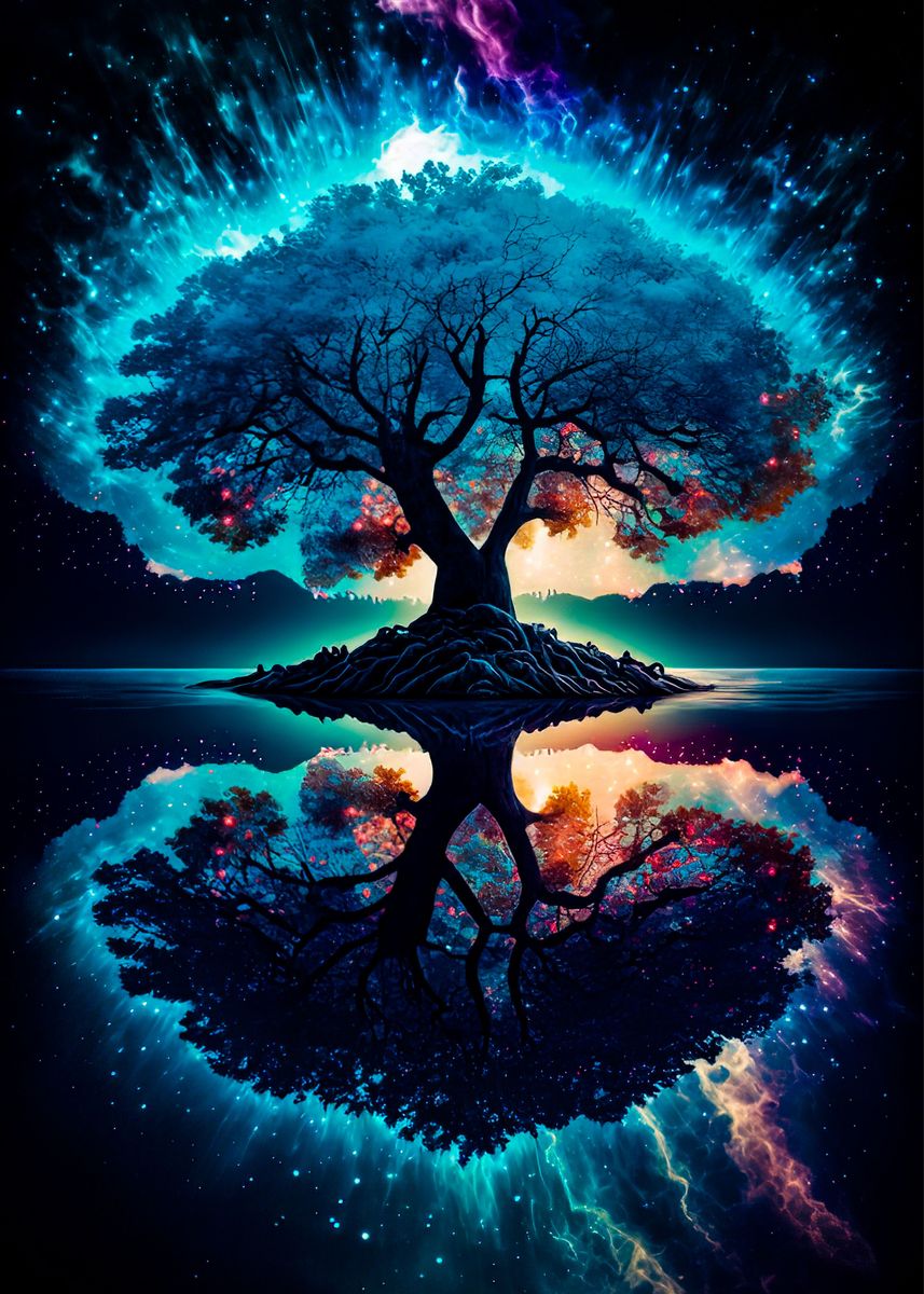 ‘cosmic tree of life’ Poster, picture, metal print, paint by mark viraj