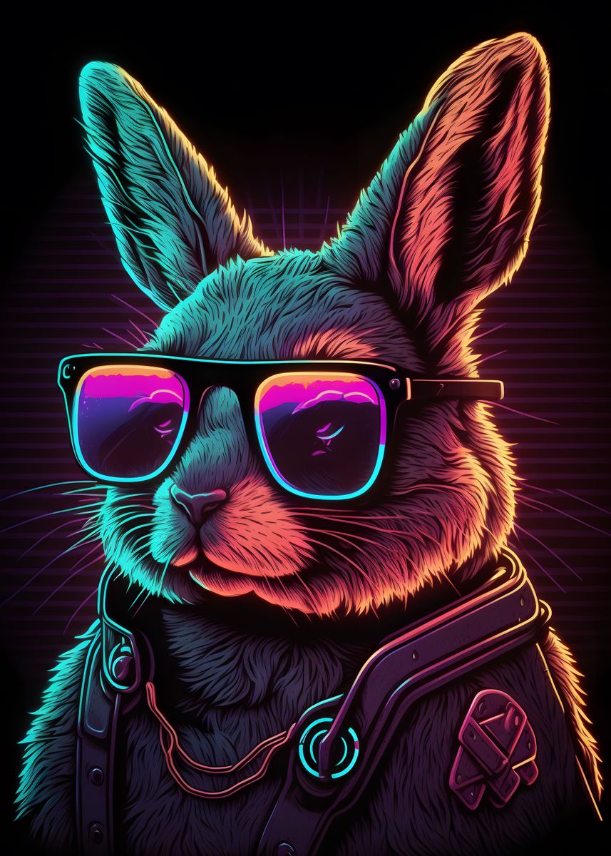 'Retro Bunny' Poster, picture, metal print, paint by CanvasPixelDreams ...