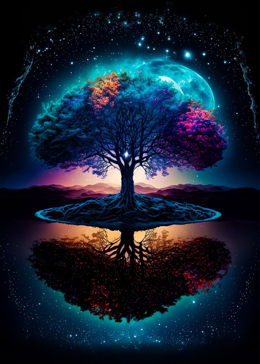 ‘cosmic tree of life’ Poster, picture, metal print, paint by mark viraj